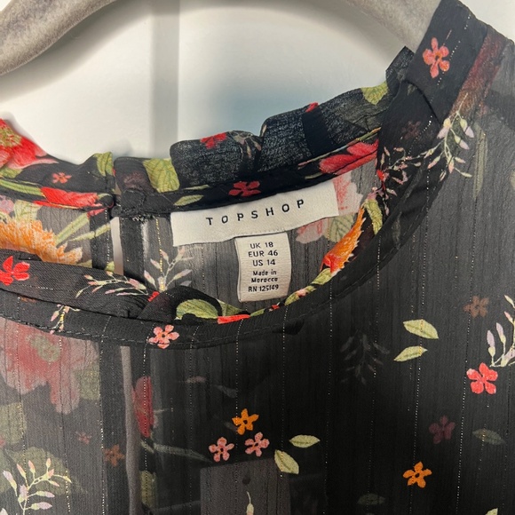 Topshop NWT Floral Printed Organza Sheer Midi Dress Women's Size 14 US - Picture 5 of 8